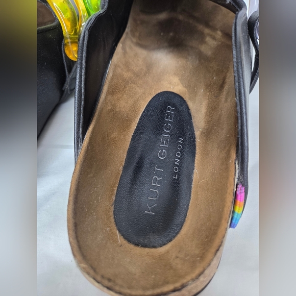 Kurt Geiger Size Ozark Rainbow Chain Mules Slider Clogs In Black - Picture 4 of 9